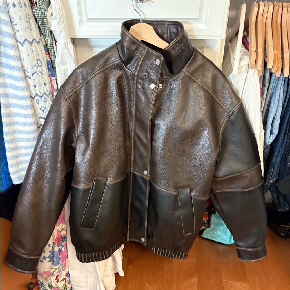 Topshop Dark Brown Bomber Jacket